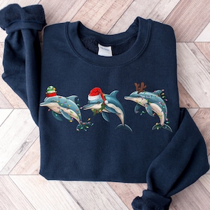 Dolphin Christmas shirt, Dolphin With Santa Hat Shirt, Dolphin Christmas Sweatshirt,Merry Christmas Shirt, Dolphin Lover,Dolphin Lover Gifts
