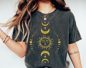 Sun And Moon Stars Shirt, Celestial Shirt, Astrology Shirt, Moon Bohemian Shirt, Boho Sun Moon T-Shirt, Mystical Tee, Spiritual Shirt