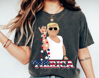 Custom Trump 'Merica T-shirt, Trump Bae Funny 4th of July Shirt, Trump Salt 4th Of July Shirt, Salt Bae Style Funny 4th of July Trump Tee