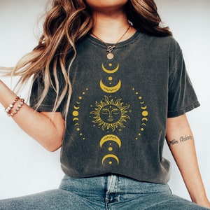 Sun And Moon Stars Shirt, Celestial Shirt, Astrology Shirt, Moon Bohemian Shirt, Boho Sun Moon T-Shirt, Mystical Tee, Spiritual Shirt