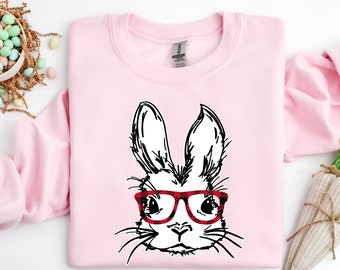 Bunny with Leopard Glasses shirt,Easter shirt,Bunny graphic tee, Easter shirts for women,Bunny shirt,Easter Family Shirt,Easter Day tee,