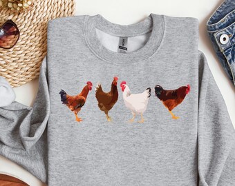 Chicken Sweatshirt,Animal Lover Gift,Gift For Chicken Lover,Animal Shirt,Gift for her,Crazy Chicken Lady Shirt, Farm Animal Shirt for Women