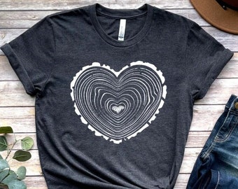 Tree Trunk Heart Shirt, Forest Nature Shirt, Trunk Heart Shirt, Forest Nature tee, Nature Clothing, Hiking Shirt, Nature Lover Shirt