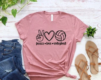 Peace Love Volleyball Shirt, Volleyball T-Shirt, Volleyball Fan Shirt, Volleyball Shirts, Spirit Shirt,Volleyball Game Day, Love Volleyball