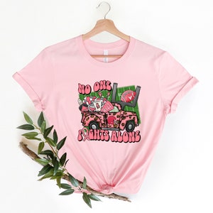 Breast Cancer Shirt, Pink Ribbon Truck T-shirt, Cancer Awareness, Cancer Survivor Gift,No One Fights Alone,Breast Cancer Football shirt
