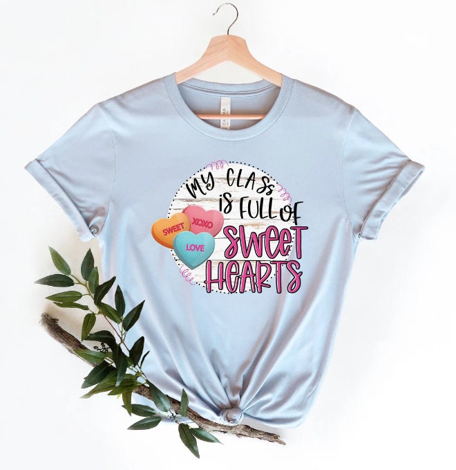 TOWNOWN Women's Valentine's Day Teacher T-Shirt - "My Class Is Full Of Sweet Hearts" Graphic Tee (Sizes S-XL) - View #7