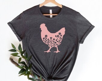 Cute Animal Shirts, Chicken Shirt,Floral Chicken Shirt, Chicken Lover Shirt, Women's Chicken Shirt, Farm Shirt, Chicken Lover Shirt