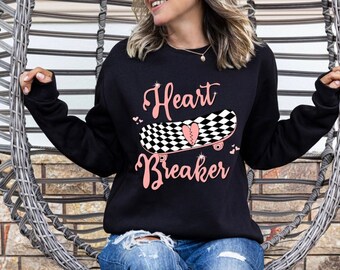 Trendy Hoodie, Valentines Sweatshirt,Heartbreaker shirt, Valentines Skater Sweatshirt,Heartbreaker Sweatshirt, Galentine's Day Shirt