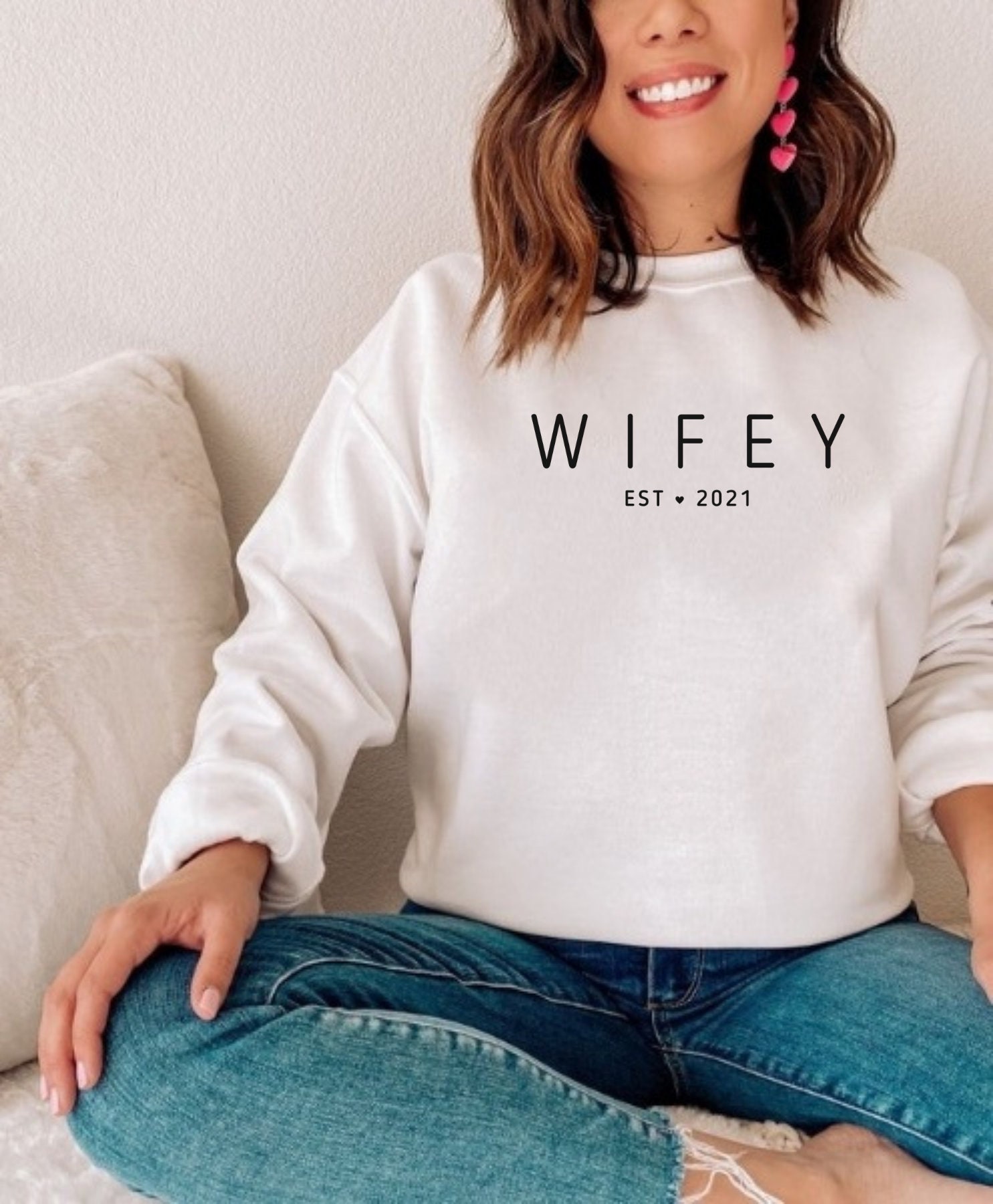 Custom Wifey Est Sweatshirt Wifey Shirt Mrs Sweatshirt | Etsy