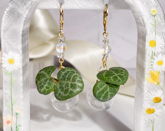 Natural Earrings Plant Jewelry House Plant Lover Gift for Her Boho Earring Natural Jewelry Flower Earring Unique Botanical Jewelry Succulent