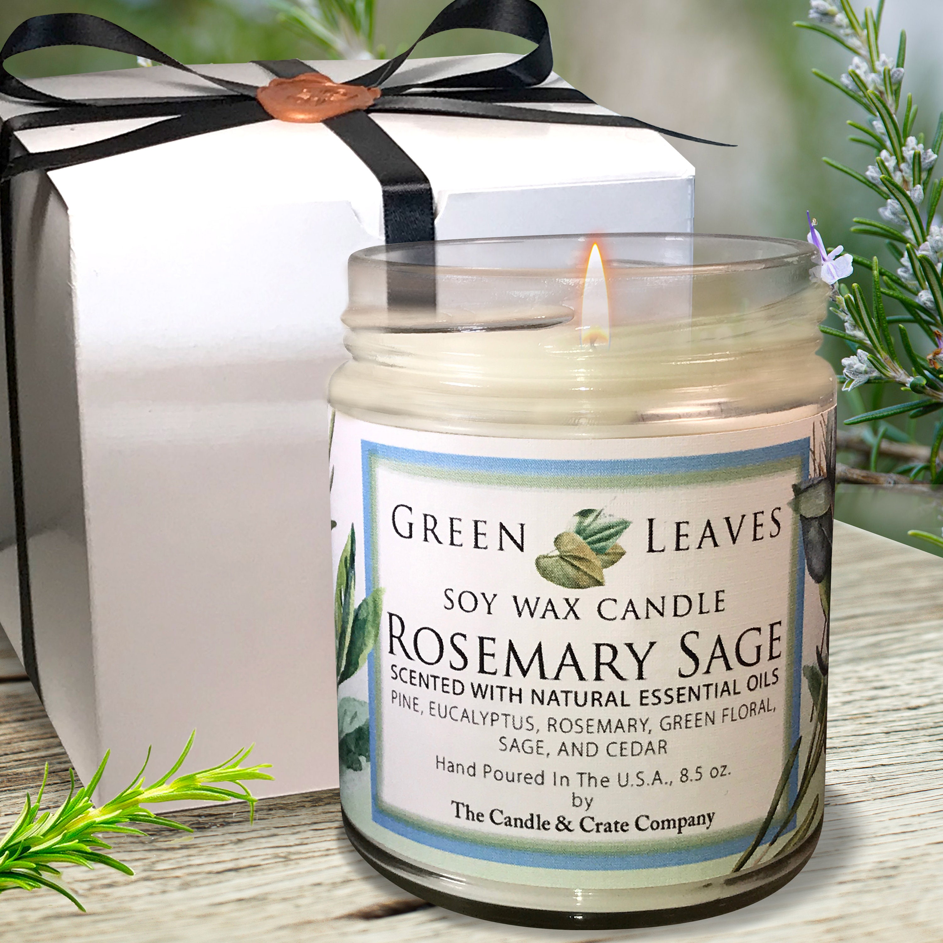Rosemary Sage Soy Candle Scented Candle Aromatherapy Etsy