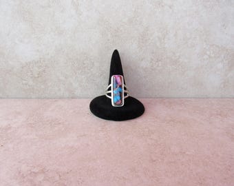 Pink Dahlia Turquoise Ring: Sterling Silver, Handmade Gemstone Jewelry