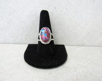 Purple Spiny Oyster Copper Turquoise Ring, Sterling Silver, Size 9 1/2