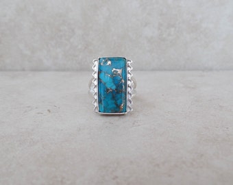 Copper Turquoise Ring/Sterling Silver Copper Turquoise Ring/Under 100