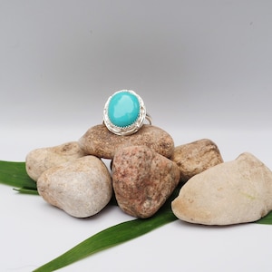 Sterling Silver Turquoise Ring: Handmade Gemstone, Size 9.25