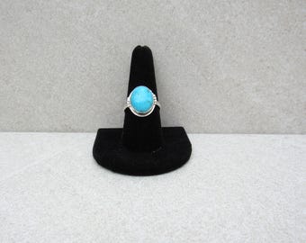 Simple Arizona Turquoise Ring -Sterling Silver Handmade Jewelry