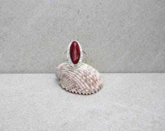 Red Sea Coral Sterling Silver Ring - Handmade  Artisan Jewelry