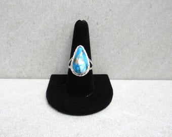 Sterling Silver Blue Dahlia Ring - Teardrop Dahlia Ring