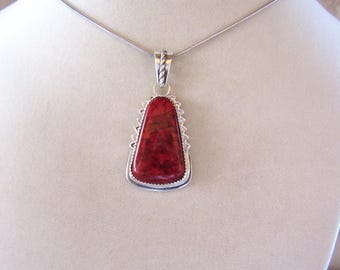 Sterling Silver Red Coral Pendant