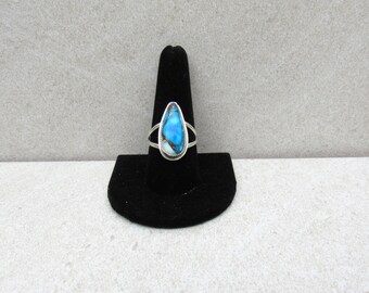 Sterling Silver Blue Dahlia Ring - Teardrop Dahlia Ring