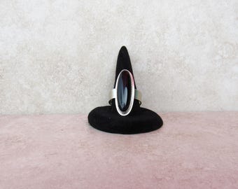 Sterling Silver Black Onyx Ring: Long Minimalist Design