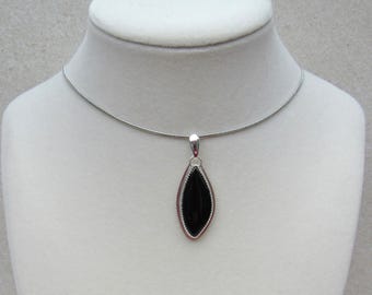 Black Onyx Pendant - Sterling Silver 925