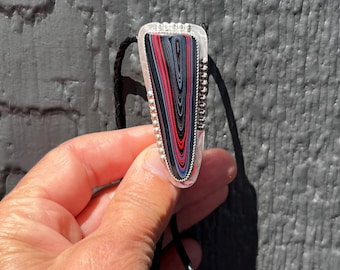 Fordite Bolo Tie - Sterling Silver Rare Jeepite Gladiator Gemstone - Motor City Agate Jewelry