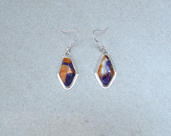 Purple Dahlia Mohave Turquoise Earrings — Sterling Silver 925