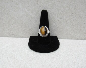 Sterling Silver Tiger Eye Ring - Handmade Gemstone Ring