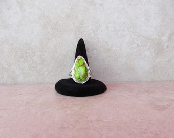 Sterling Silver Green Copper Turquoise Ring: Handmade Unisex Jewelry