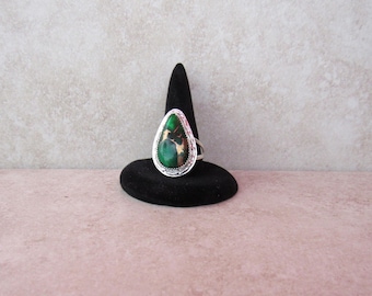 Irish Dahlia Ring - Sterling Silver Green Ring