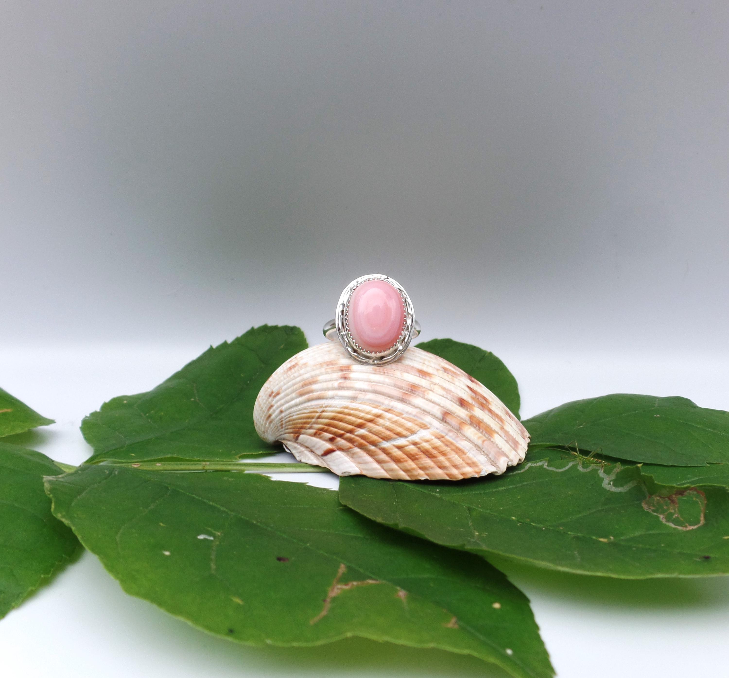 Pink Conch Shell Ring/sterling Silver Conch Shell Ring/gift for 