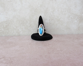 Sterling Silver Blue Dahlia Ring - size 9 1/2