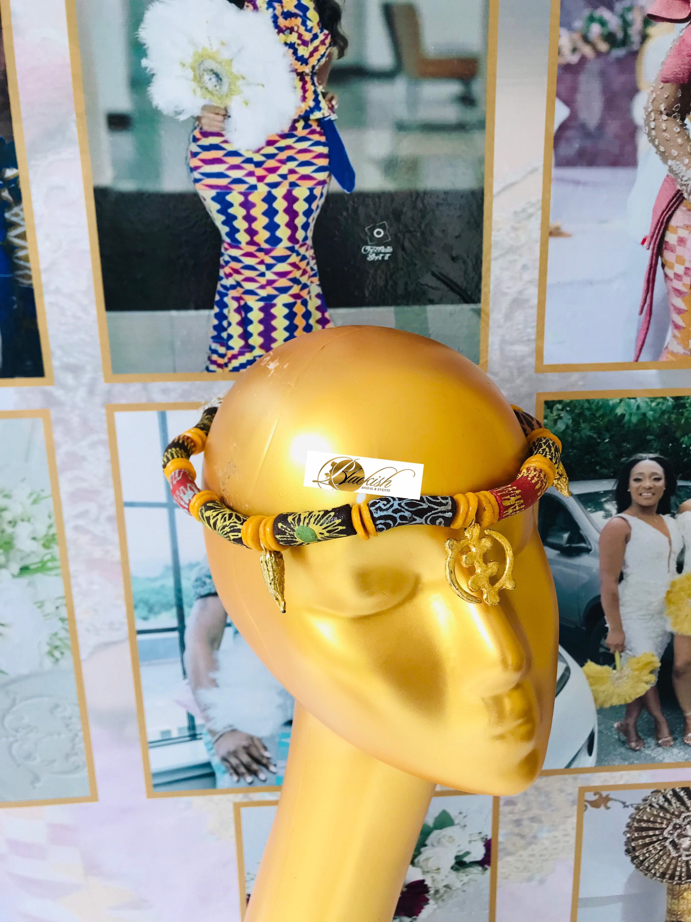 Krobo Beads Headpiece Vintage Bead Ghana Beads Adinkra Etsy