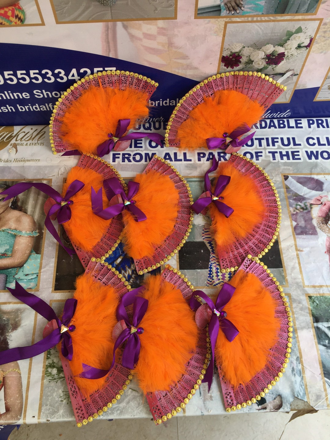Bridesmaids Fan/ Ombré Fan / Feather Fan/ African Wedding Fan/asoebi