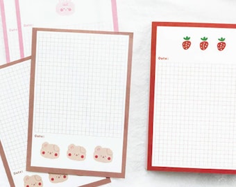 Korean Memo Pad, Doodle Stationery, Scrapbook Journal Fun Patterned Notepads