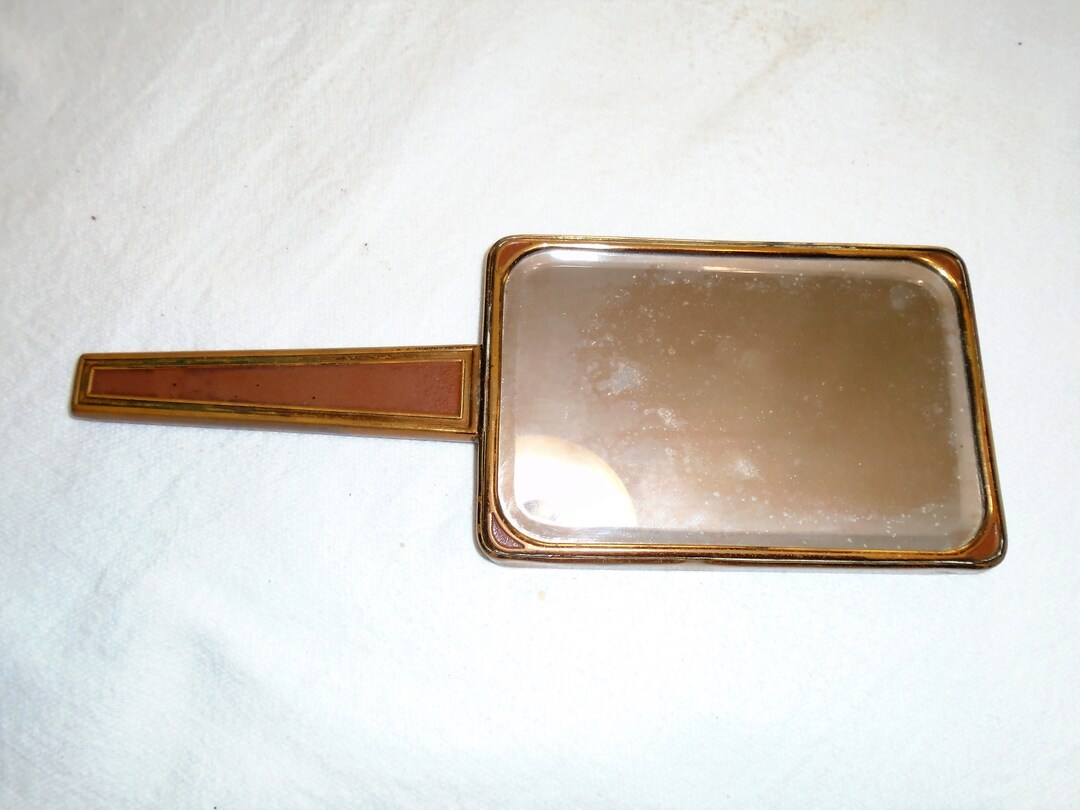 Antique Art Deco Vanity Mirror Beveled Rectangle Brass Circa 1930 Etsy