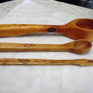 Hand Carved Ladle Spoon Fork Large Wood NEW Safe for Use or Hang for Decoration