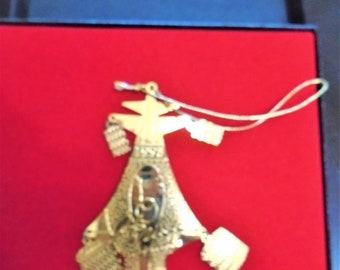 1993 Rick Mears CARA Charities Christmas Ornament Indy Car Racing Gold Tone