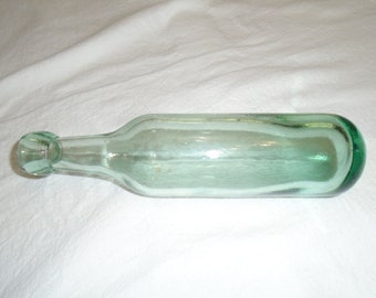 Antique Blob Top Round Bottom Torpedo Bottle Circa 1850 green
