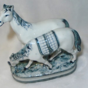 Vintage Porcelain Horses Figurine 1952 Belgium, Leige Collectible