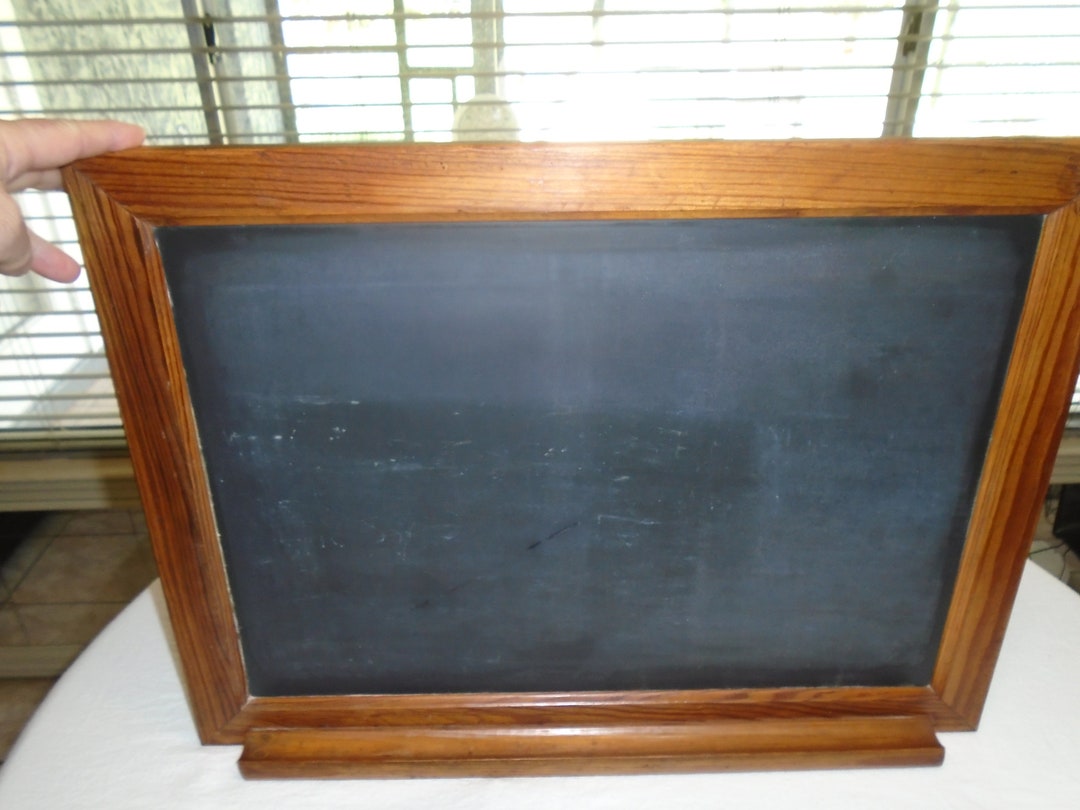 Vtg Wood Framed Black Chalkboard Wall Hanging Chalk Rest 22 Etsy