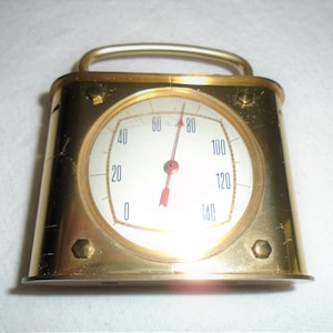Vintage Carriage Thermometer France Brass  Desk Table Top