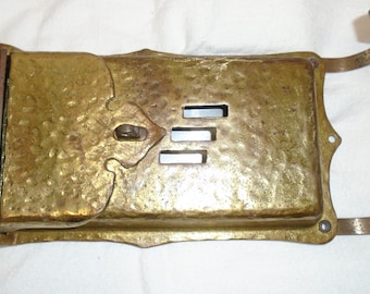 Antique Mission Style Hammered Brass House Mailbox Newspaper Wall Mount Lockable
