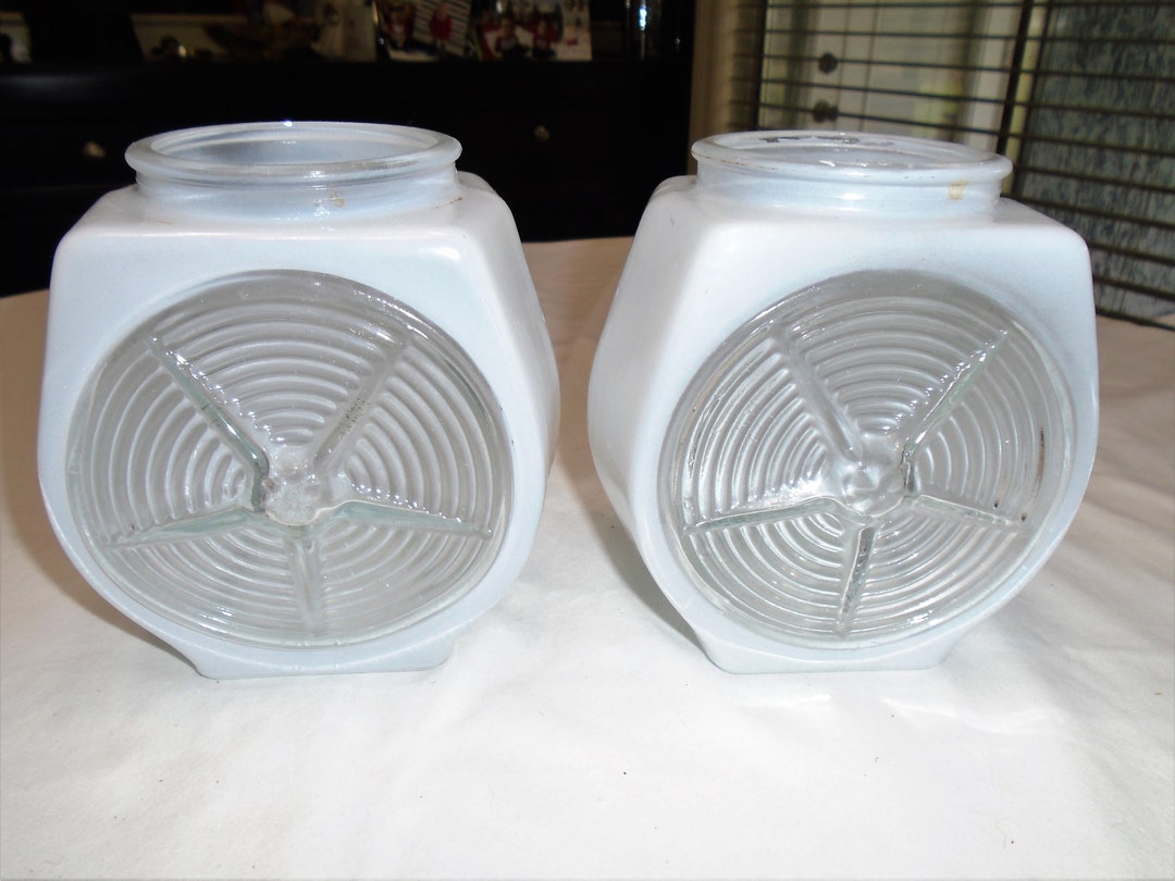 Vintage MCM Light Cover Globe Glass Fixture White Clear Star Etsy