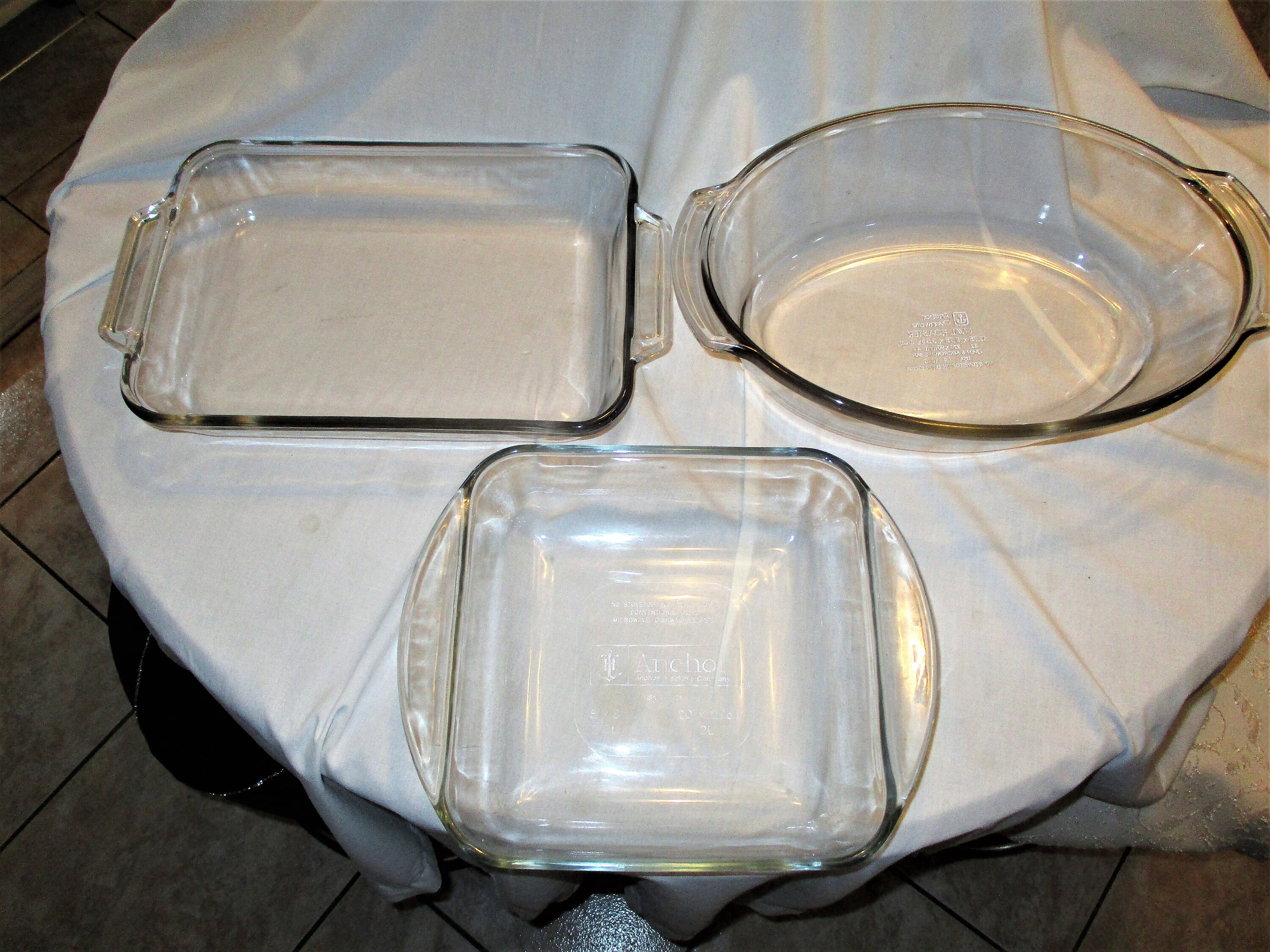 Vintage Anchor Hocking Set Of 3 Glass Ovenware Baking Dishes Etsy