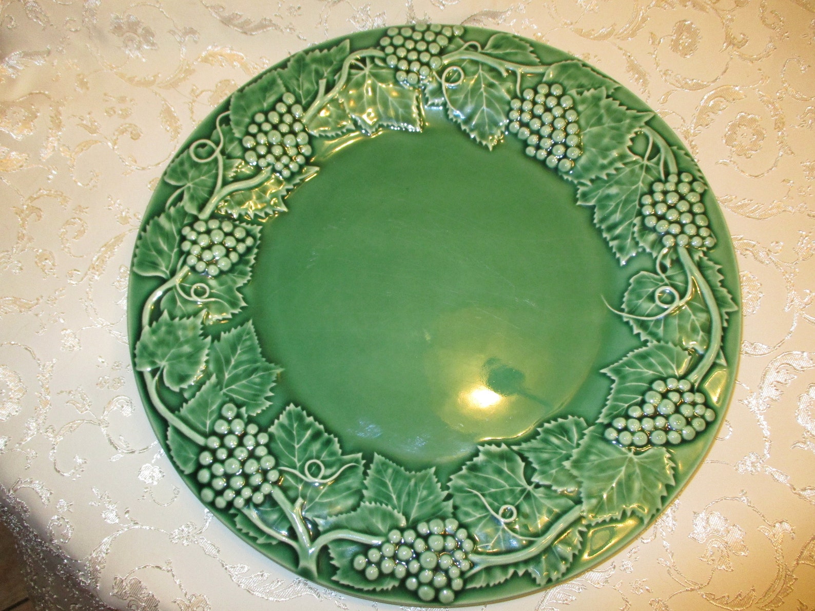 Bordallo Pinheiro Majolica Platter Plate Raised Relief Grapes Etsy