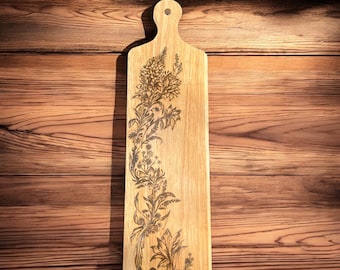 Wildflower Floral Woodburned Cutting Board Handmade Art Decorative Wall Hanging