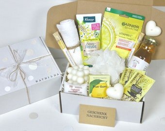 Personalisierte Geschenkbox Wellnessbox Gelb für Geschenk Muttertag Geburtstag Wellness Gift Hochzeit in 2 Varianten für Freundin Frauen#108