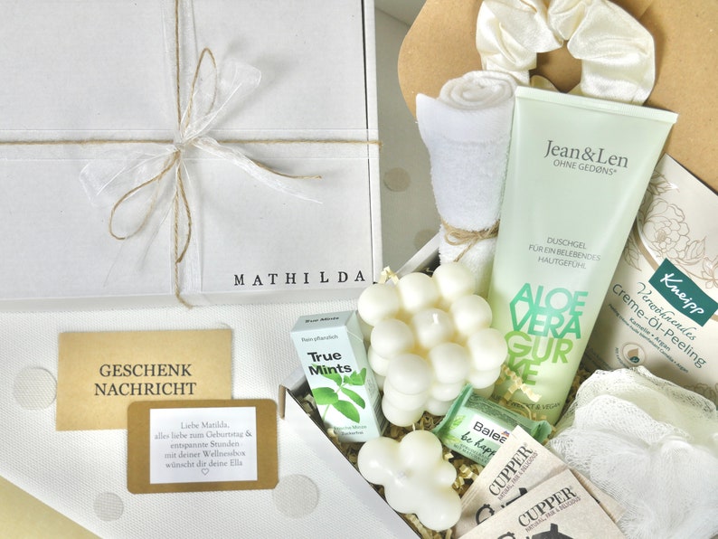 Personalisierte Geschenkbox Wellnessbox Grün für Geschenk Muttertag Geburtstag Wellness Gift Hochzeit in 2 Varianten für Freundin Frauen111 Bild 5